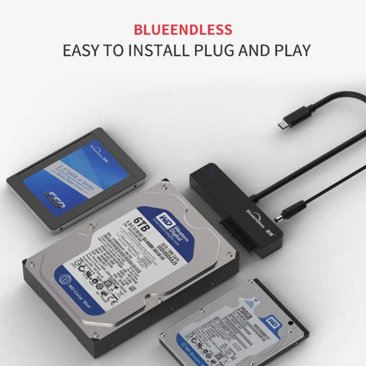 Blueendless US35 USB3.0 To SATA Adapter 2.5 / 3.5-Inch Hard Drive SSD Reader, Spec: Type-C UK Plug - USB to IDE / SATA by Blueendless | Online Shopping South Africa | PMC Jewellery | Buy Now Pay Later Mobicred