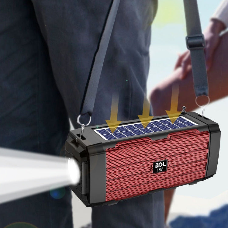BDL-187 LED Light Solar Wireless Bluetooth Speaker Portable Outdoor Camping FM Radio(Red) - Radio Player by PMC TechLife | Online Shopping South Africa | PMC TechLife | Buy Now Pay Later Mobicred