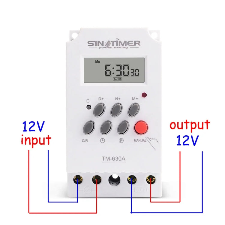 SINOTIMER  TM630A-4  12V DC Timer Switch Din Rail Digital Weekly Programmable Time Relay - free shipping - PMC TechLife - Order now!