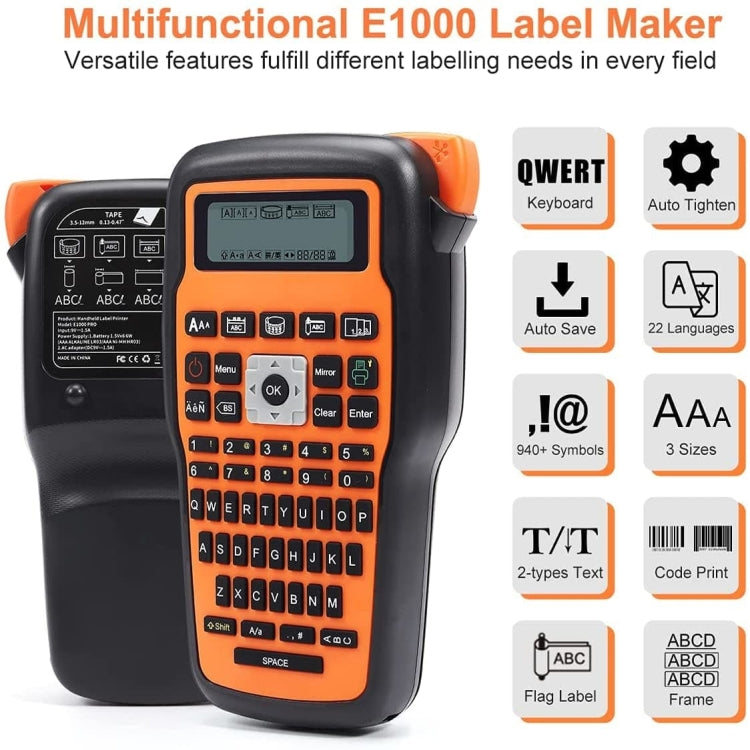 Phomemo E1000 Handheld Industrial Label Maker Thermal Transfer Printer with Keyboard, US Plug(Gray) - free shipping - PMC TechLife - Order now!