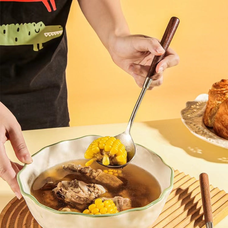 304 Stainless Steel Walnut Handle Cooking Tools Home Restaurant Kitchen Gadgets, Style: Soup Spoon - Cooking Tools by PMC TechLife | Online Shopping South Africa | PMC TechLife | Buy Now Pay Later Mobicred