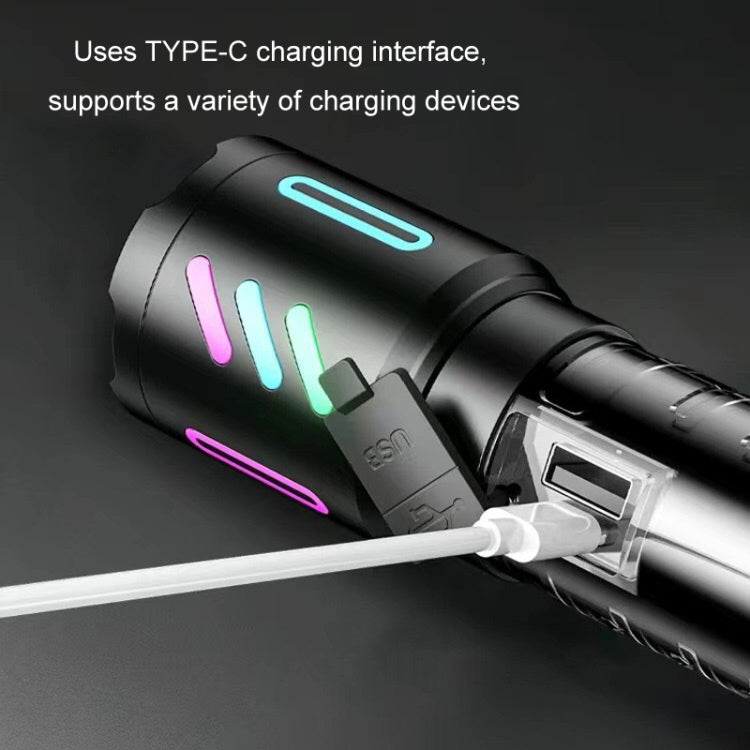 Type-C Rechargeable Outdoor Zoom Strong Laser Flashlight(519) - LED Flashlight by PMC Jewellery | Online Shopping South Africa | PMC Jewellery | Buy Now Pay Later Mobicred