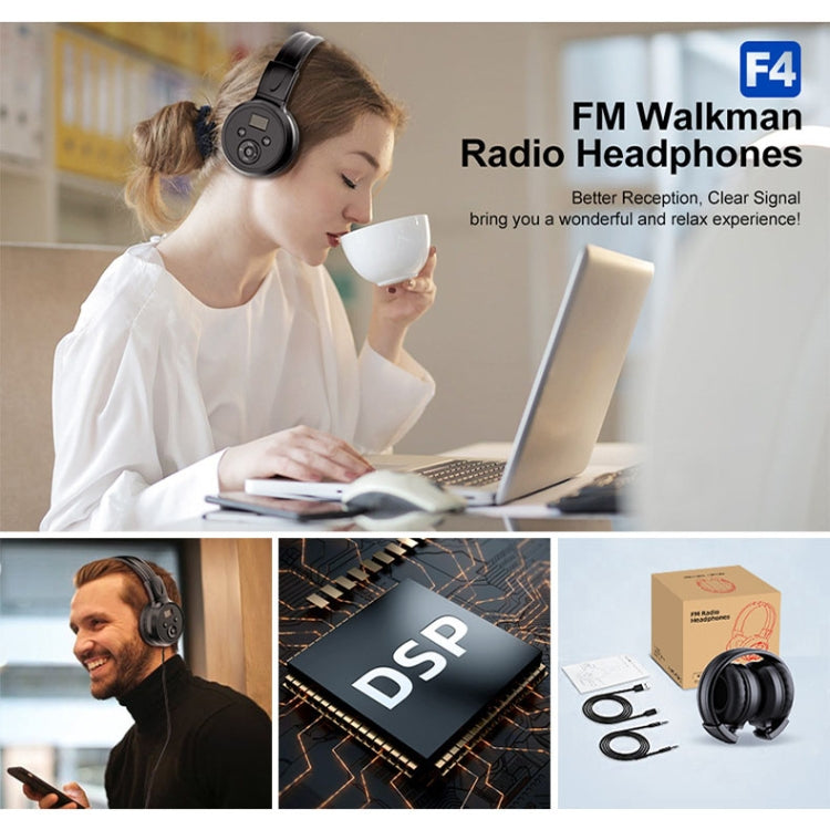 F4 Digital Display Automatic Scanning Foldable FM Radio Headphone, Spec: Battery Version - Radio Player by PMC TechLife | Online Shopping South Africa | PMC TechLife | Buy Now Pay Later Mobicred