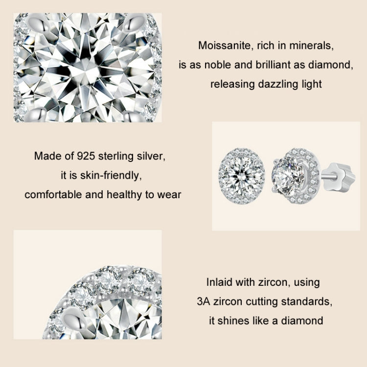 S925 Sterling Silver With White Gold Moissanite Earrings(MSE054) - Stud Earrings & Earrings by PMC Jewellery | Online Shopping South Africa | PMC Jewellery | Buy Now Pay Later Mobicred