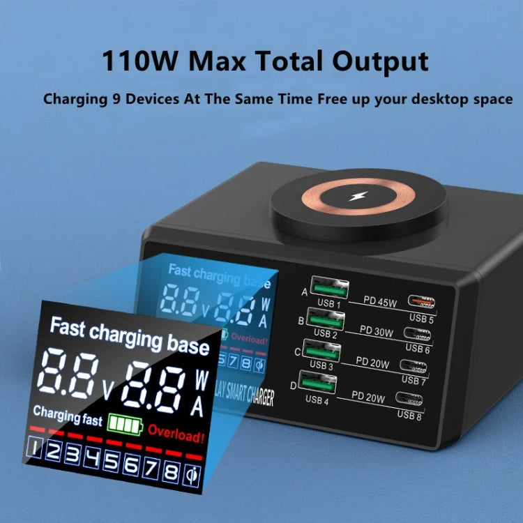 X9M 9-in-1 110W USB+PD Smart Multi-ports QI Magnetic Wireless Charger, Spec: White EU Plug - Multifunction Charger by PMC Jewellery | Online Shopping South Africa | PMC Jewellery | Buy Now Pay Later Mobicred