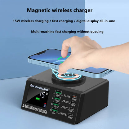 X9M 9-in-1 110W USB+PD Smart Multi-ports QI Magnetic Wireless Charger, Spec: White US Plug - Multifunction Charger by PMC Jewellery | Online Shopping South Africa | PMC Jewellery | Buy Now Pay Later Mobicred