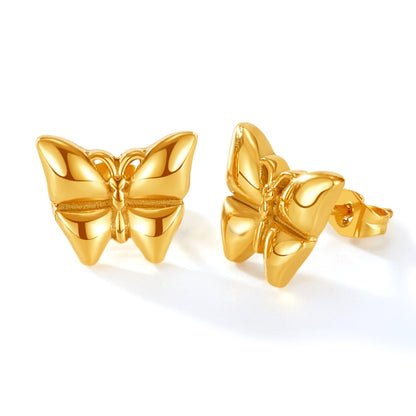 OPK GE942 1pair Vintage Temperament Stainless Steel Stereo Butterfly Earrings(Gold) - Stud Earrings & Earrings by OPK | Online Shopping South Africa | PMC Jewellery | Buy Now Pay Later Mobicred