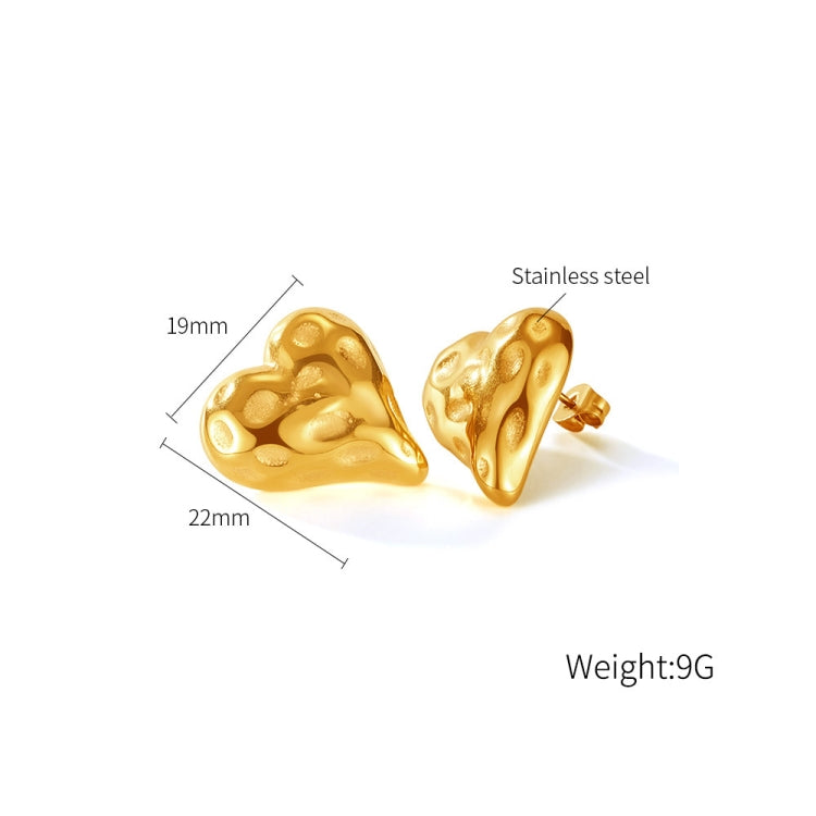 OPK GE937 1pair Stainless Steel Heart Irregular Earrings(Gold) - Stud Earrings & Earrings by OPK | Online Shopping South Africa | PMC Jewellery | Buy Now Pay Later Mobicred