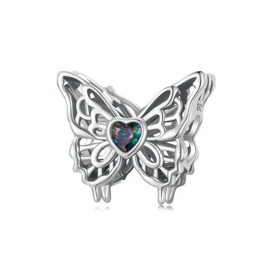 S925 Sterling Silver Oxidized Butterfly Hollow DIY Beads(SCC2819) - Jewelry Accessories by PMC Jewellery | Online Shopping South Africa | PMC Jewellery | Buy Now Pay Later Mobicred