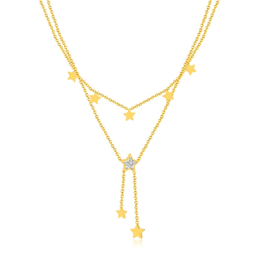 OPK GX2436 Stainless Steel Tassel Pentagram Pendant Stacking Necklace(Gold) - Necklaces & Pendants by OPK | Online Shopping South Africa | PMC Jewellery | Buy Now Pay Later Mobicred