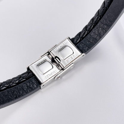 OPK PH1597 Stainless Steel Vintage Anchor Personalized Double Woven Leather Bracelet - Bracelets by OPK | Online Shopping South Africa | PMC Jewellery | Buy Now Pay Later Mobicred