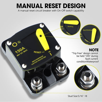 RV Yacht Manual Reset Ignition Protection Fuse Switch With Terminal Accessories, Current: 150A - Fuse by PMC Jewellery | Online Shopping South Africa | PMC Jewellery | Buy Now Pay Later Mobicred