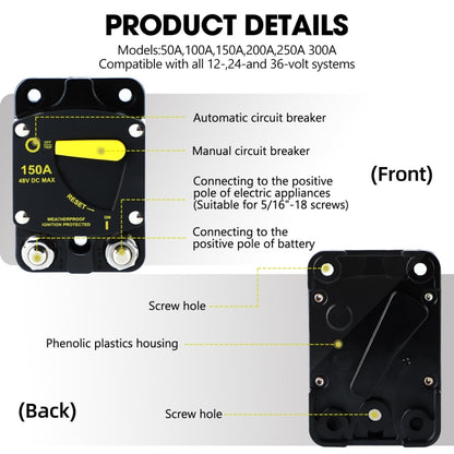 RV Yacht Manual Reset Ignition Protection Fuse Switch With Terminal Accessories, Current: 300A - Fuse by PMC Jewellery | Online Shopping South Africa | PMC Jewellery | Buy Now Pay Later Mobicred