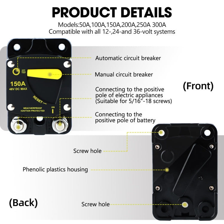 RV Yacht Manual Reset Ignition Protection Fuse Switch With Terminal Accessories, Current: 250A - Fuse by PMC Jewellery | Online Shopping South Africa | PMC Jewellery | Buy Now Pay Later Mobicred