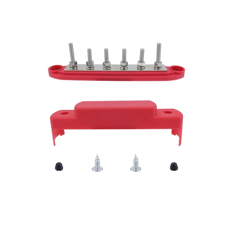 M6 RV Yacht High Current 6-column 250A Base Busbar, Color: Red - Fuse by PMC Jewellery | Online Shopping South Africa | PMC Jewellery | Buy Now Pay Later Mobicred