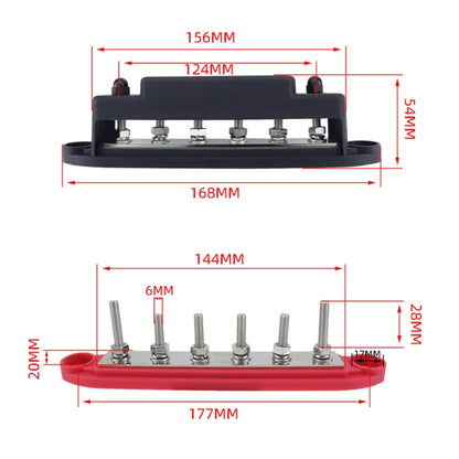 M6 RV Yacht High Current 6-column 250A Base Busbar, Color: Black with Accessories - Fuse by PMC Jewellery | Online Shopping South Africa | PMC Jewellery | Buy Now Pay Later Mobicred