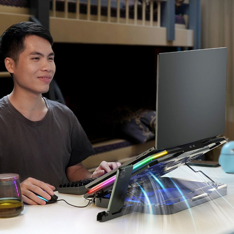 ICE COOREL 8-Fans Adjustable Laptop Stand Radiator With RGB Ambient Light(K10) - free shipping - PMC Jewellery - Order now!