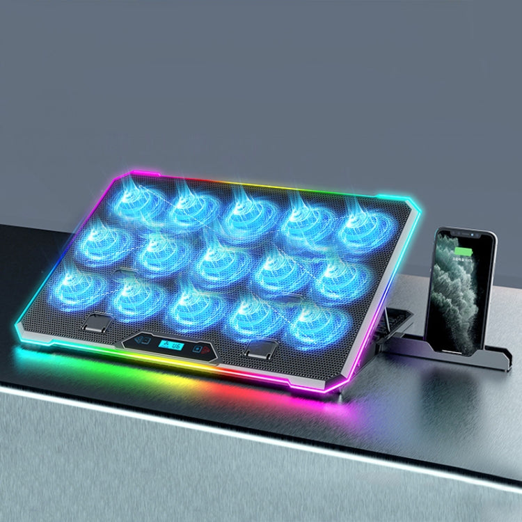 ICE COOREL K15C Smart Adjustable Laptop Radiator Base With RGB Lighting Effect, Color: 15 Fans - Cooling Pads by ICE COOREL | Online Shopping South Africa | PMC Jewellery | Buy Now Pay Later Mobicred