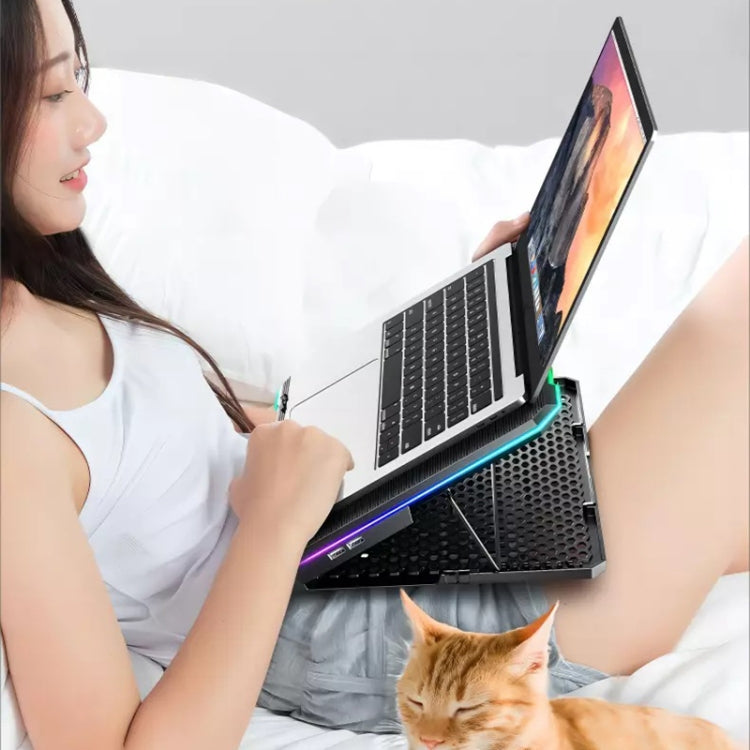ICE COOREL K15C Smart Adjustable Laptop Radiator Base With RGB Lighting Effect, Color: 15 Fans - Cooling Pads by ICE COOREL | Online Shopping South Africa | PMC Jewellery | Buy Now Pay Later Mobicred
