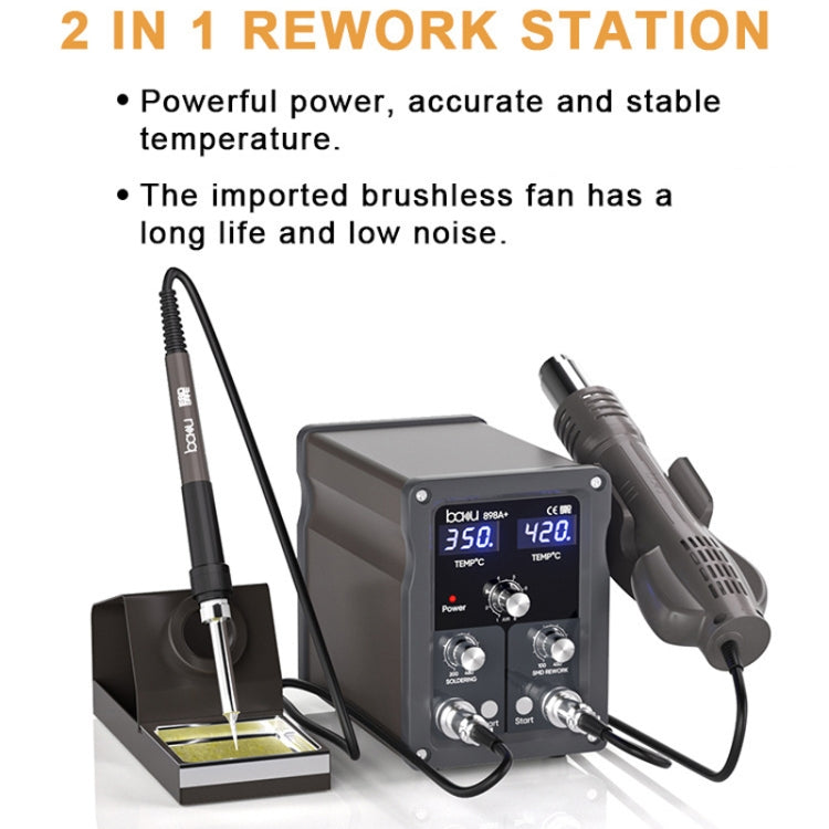 BAKU BA-898A+ 2-In-1 Soldering Station Hot Air Station Adjustable Temperature US Plug 110V - Electric Soldering Iron by BAKU | Online Shopping South Africa | PMC Jewellery | Buy Now Pay Later Mobicred