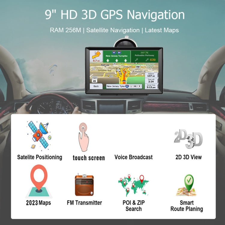 9 Inch 8G/256M Car GPS Navigator With Large Screen Capacitive Bluetooth Map, Area: Europe Map - Car MP3 & MP4 & MP5 by PMC Jewellery | Online Shopping South Africa | PMC Jewellery | Buy Now Pay Later Mobicred