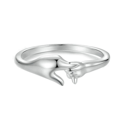 SCR1069 S925 Sterling Silver Plated With Platinum Hand-In-Hand Shape Ring(6) - Rings by PMC Jewellery | Online Shopping South Africa | PMC Jewellery | Buy Now Pay Later Mobicred