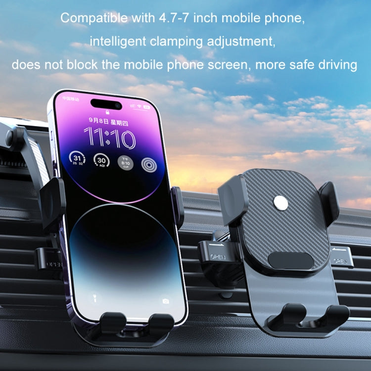 Car Suction Cup Dashboard Automatic Lock Mobile Phone Holder, Style: Brushed Telescopic Base - Car Holders by PMC Jewellery | Online Shopping South Africa | PMC Jewellery | Buy Now Pay Later Mobicred