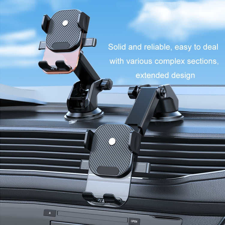 Car Suction Cup Dashboard Automatic Lock Mobile Phone Holder, Style: Brushed Waterfall Base - Car Holders by PMC Jewellery | Online Shopping South Africa | PMC Jewellery | Buy Now Pay Later Mobicred