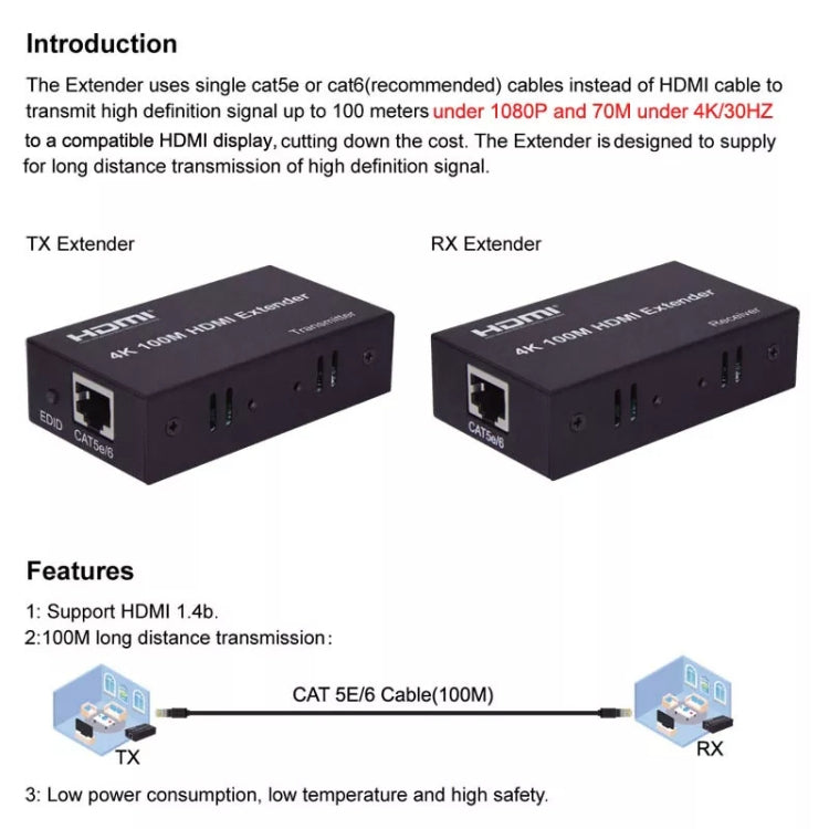 HDMI To RJ45 Single Ethernet Cable 100m Extender 4K HD Cable Signal Amplifier UK Plug(Silver) - Amplifier by PMC Jewellery | Online Shopping South Africa | PMC Jewellery | Buy Now Pay Later Mobicred