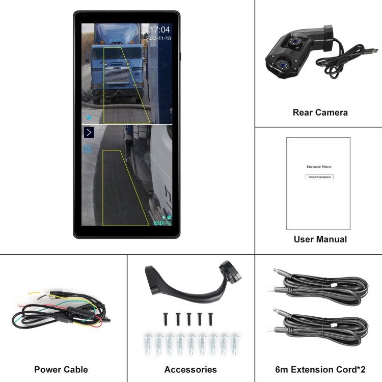 10.36 inch Wired HD 1 Drag 1 Blind Zone Monitor Universal AHD Reversing Kit Right(Standard) - Rear View Cameras by PMC Jewellery | Online Shopping South Africa | PMC Jewellery | Buy Now Pay Later Mobicred