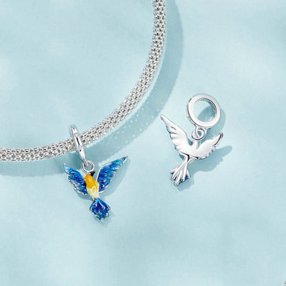 S925 Sterling Silver DIY Blue Bird Pendant(SCC2821) - Jewelry Accessories by PMC Jewellery | Online Shopping South Africa | PMC Jewellery | Buy Now Pay Later Mobicred