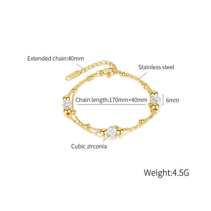 OPK 1249 Double Layer Stacking Simple Round Beads Stainless Steel Bracelet, Color: Steel Color - Bracelets by OPK | Online Shopping South Africa | PMC Jewellery | Buy Now Pay Later Mobicred