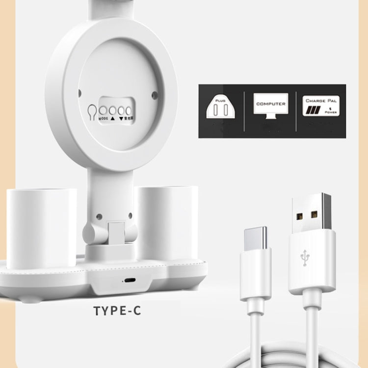 4 Heads Horizontal LED Eye-Care Table Lamp Children Study Desktop Reading Light With Pen Holder, Style: Clock Plug Power - Desk Lamps by PMc TechLife | Online Shopping South Africa | PMc TechLife | Buy Now Pay Later Mobicred