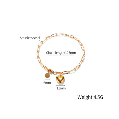 OPK 1161 Cool Style Peach Heart Round Pendant Stainless Steel Bracelet, Color: Gold - Bracelets by OPK | Online Shopping South Africa | PMC Jewellery | Buy Now Pay Later Mobicred