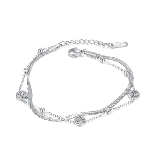 OPK 1305 Vintage Snake Bone Chain Bracelet Stainless Steel Double Layer Bracelet, Color: Steel Color - Bracelets by OPK | Online Shopping South Africa | PMC Jewellery | Buy Now Pay Later Mobicred