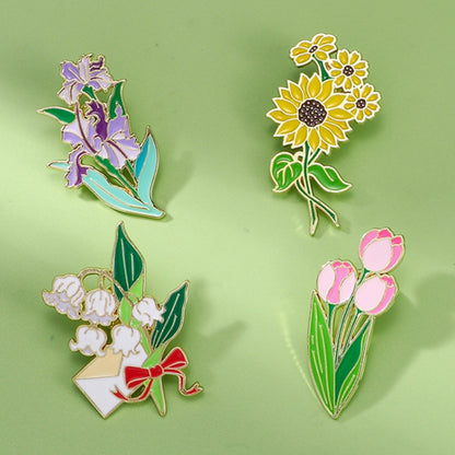 CZ0976-3 Cartoon Plant Flower Alloy Enamel Badge Garden Style Sunflower Clothing Bag Brooch Ornament - Brooches by PMC Jewellery | Online Shopping South Africa | PMC Jewellery | Buy Now Pay Later Mobicred