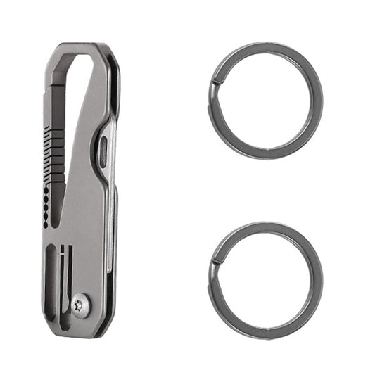 Multifunctional Titanium Keychain Outdoor Portable Defense Mini Folding Knife, Style: With 2 Titanium Ring - Key Rings by PMC Jewellery | Online Shopping South Africa | PMC Jewellery | Buy Now Pay Later Mobicred