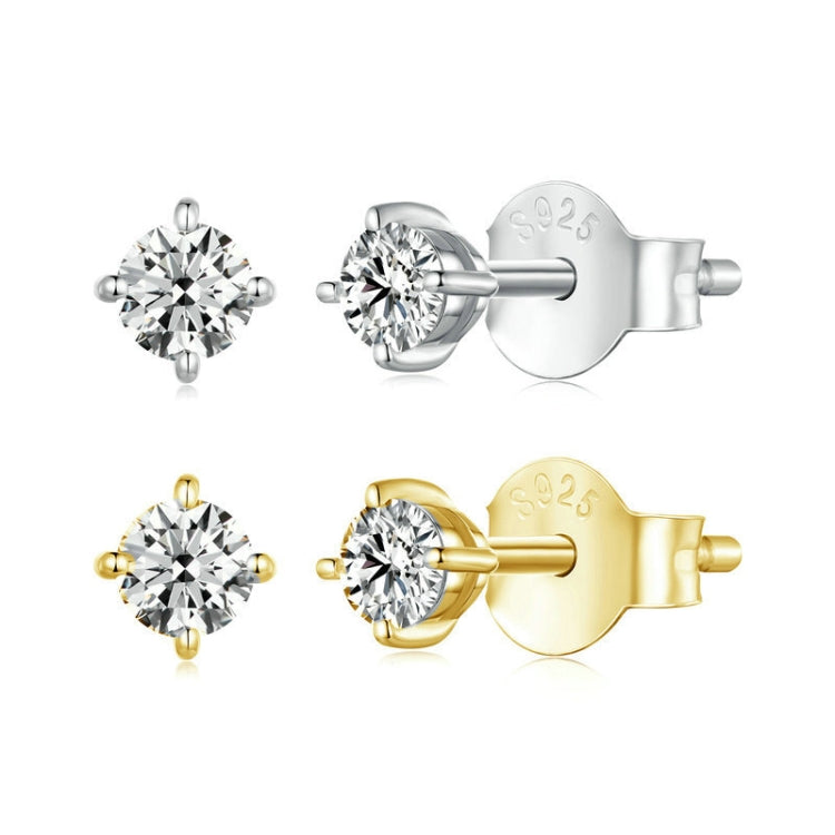 MSE038 S925 Sterling Silver Moissanite Earrings, Color: 0.1ct Gold - Stud Earrings & Earrings by PMC Jewellery | Online Shopping South Africa | PMC Jewellery | Buy Now Pay Later Mobicred