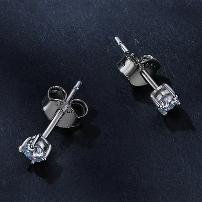 MSE038 S925 Sterling Silver Moissanite Earrings, Color: 0.5ct Silver - Stud Earrings & Earrings by PMC Jewellery | Online Shopping South Africa | PMC Jewellery | Buy Now Pay Later Mobicred