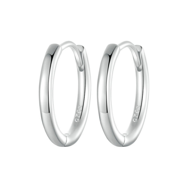 SCE1772 S925 Sterling Silver Platinum-plated Hoop Earrings, Size: S - Stud Earrings & Earrings by PMC Jewellery | Online Shopping South Africa | PMC Jewellery | Buy Now Pay Later Mobicred