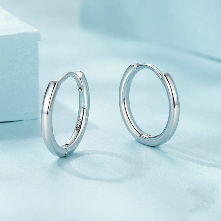 SCE1772 S925 Sterling Silver Platinum-plated Hoop Earrings, Size: S - Stud Earrings & Earrings by PMC Jewellery | Online Shopping South Africa | PMC Jewellery | Buy Now Pay Later Mobicred