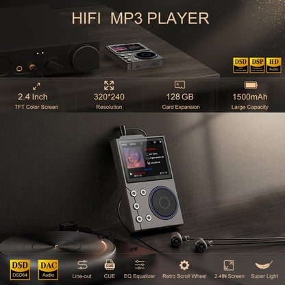 2.4 inch HIFI Bluetooth Music Player DSD256 Mastering Sound Quality Walkman, Memory: 16GB+16GB(Gray) - MP3 Player by PMC Jewellery | Online Shopping South Africa | PMC Jewellery | Buy Now Pay Later Mobicred