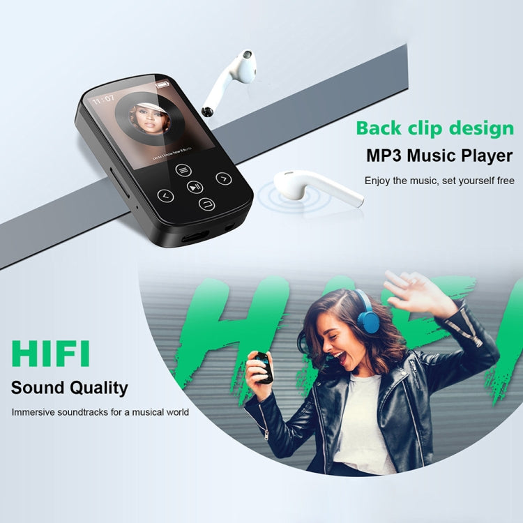 MP3 Bluetooth Music Player HIFI Sports Clip Touch Screen MP4, Memory: 128GB(Black) - MP3 Player by PMC Jewellery | Online Shopping South Africa | PMC Jewellery | Buy Now Pay Later Mobicred