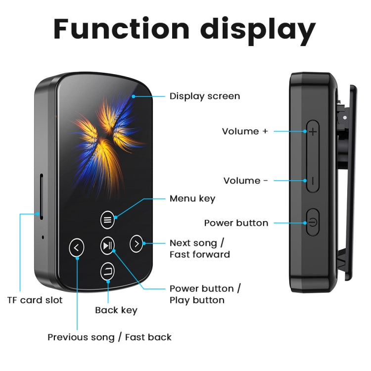 MP3 Bluetooth Music Player HIFI Sports Clip Touch Screen MP4, Memory: 128GB(Black) - MP3 Player by PMC Jewellery | Online Shopping South Africa | PMC Jewellery | Buy Now Pay Later Mobicred