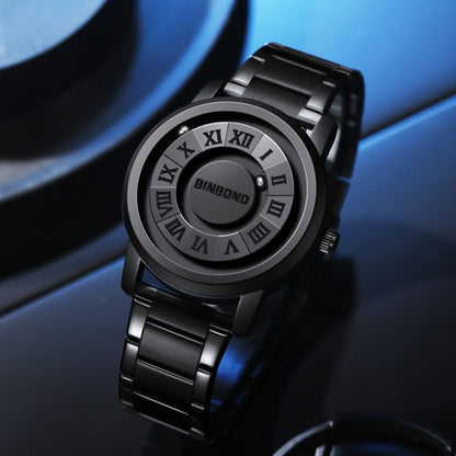 BINBOND B234 30m Waterproof Magnetic Suspension Watch, Color: Black Leather-Black Steel-Black - Leather Strap Watches by BINBOND | Online Shopping South Africa | PMC Jewellery | Buy Now Pay Later Mobicred