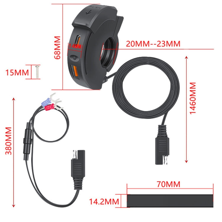 Leading Motorcycle USB Charger Waterproof SAE Interface, Specifications: With Switch - Battery Charger by PMC Jewellery | Online Shopping South Africa | PMC Jewellery | Buy Now Pay Later Mobicred