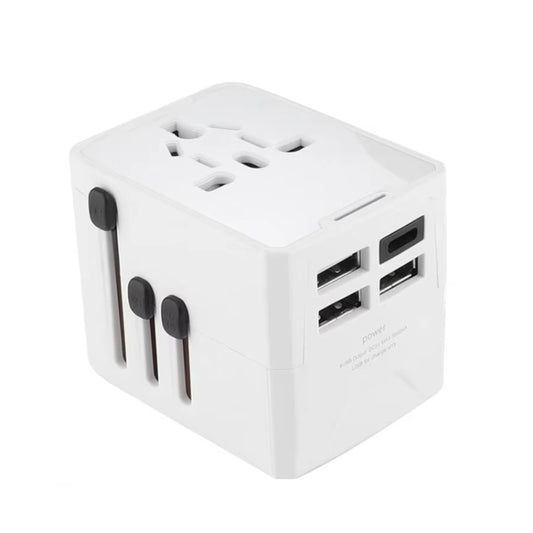 3 x USB & 1 x USB-C / Type-C Travel Plug Adapter International Universal Charging Block(White) - Plug Adaptor by PMC Jewellery | Online Shopping South Africa | PMC Jewellery | Buy Now Pay Later Mobicred