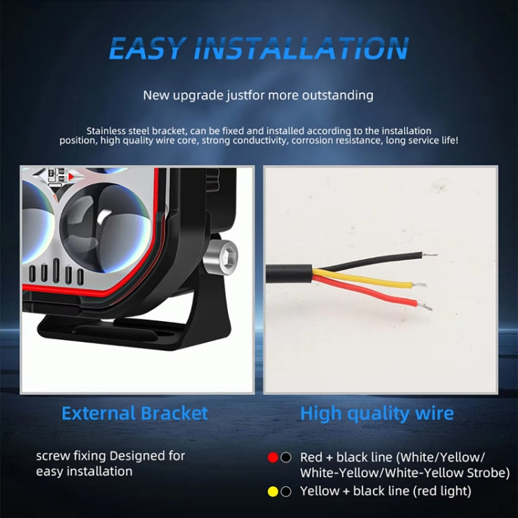 LED Motorcycle Spotlight With Red Devil Eye Spotlight High and Low Beam External Headlight - Headlights by PMC Jewellery | Online Shopping South Africa | PMC Jewellery | Buy Now Pay Later Mobicred