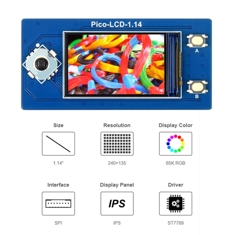 Waveshare 19340 For Raspberry Pi Pico 1.14inch 65K Colors LCD Display Module - free shipping - PMC TechLife - Order now!