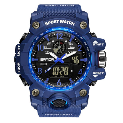 SANDA Teenagers Sports Electronic Watch Men Personalised Wristwatch(3169 Dark Blue) - Sport Watches by SANDA | Online Shopping South Africa | PMC Jewellery | Buy Now Pay Later Mobicred